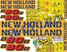 Набор стикеров для экскаватора-погрузчика New Holland B80b